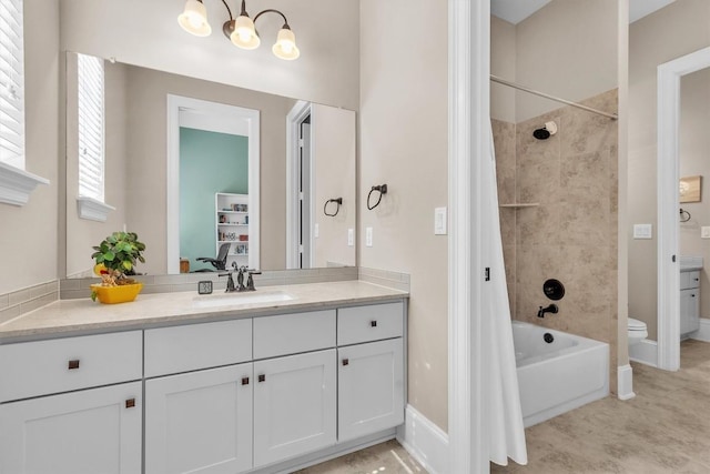 101 Dorado St, Georgetown, TX 78628 - full bath featuring vanity, shower / tub combo, and a chandelier