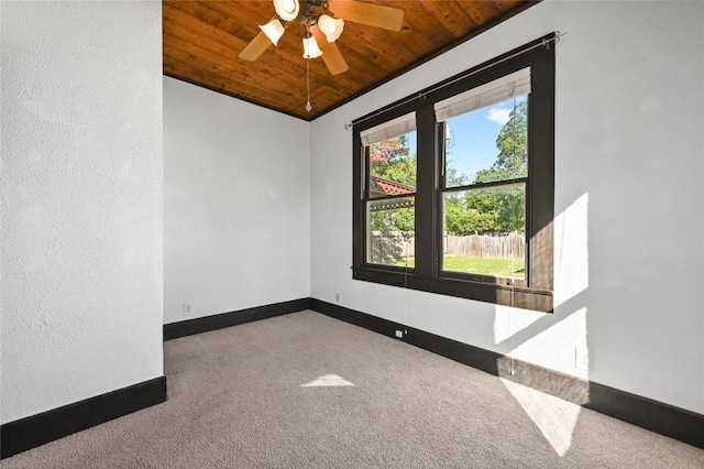 5112 Caswell Ave, Austin, TX 78751 - carpeted spare room with wood ceiling, a ceiling fan, and lofted ceiling