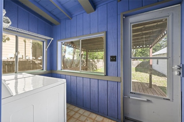 5112 Caswell Ave, Austin, TX 78751 - laundry room with washer / clothes dryer and wood walls
