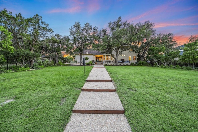 3342 Far View Dr, Austin, TX 78730 - view of front of home with a yard and french doors