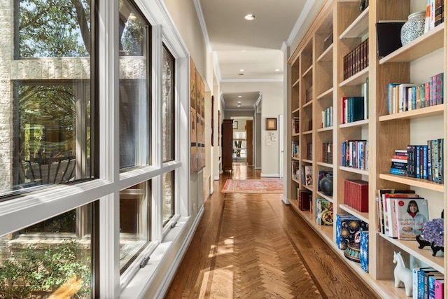 59 Stillmeadow Dr, The Hills, TX 78738 - corridor featuring crown molding and recessed lighting