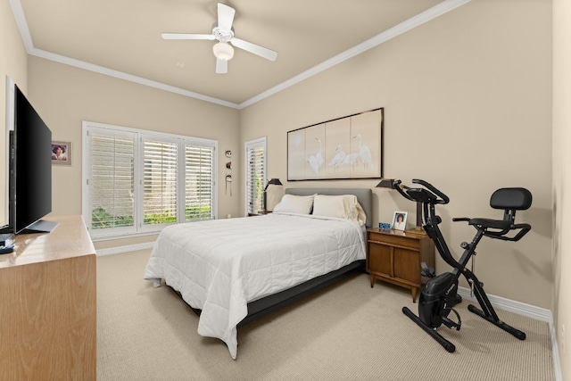 59 Stillmeadow Dr, The Hills, TX 78738 - carpeted bedroom featuring crown molding and ceiling fan