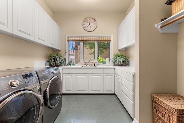 59 Stillmeadow Dr, The Hills, TX 78738 - laundry room with cabinet space, independent washer and dryer, and light flooring