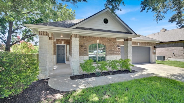 1086 Sussex Way, Round Rock, TX 78665 - view of front of home featuring roof with shingles, a garage, concrete driveway, and brick siding