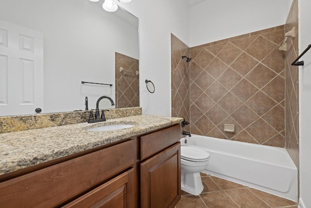 20936 Prestwick Dr, Hutto, TX 78634 - bathroom featuring shower / tub combination, vanity, and tile patterned flooring