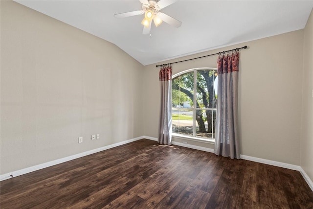 3203 Saint Genevieve Dr, Leander, TX 78641 - spare room with vaulted ceiling, wood finished floors, and a ceiling fan