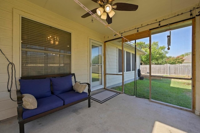 101 Desert Highlands Trl, Round Rock, TX 78665 - sunroom with a ceiling fan
