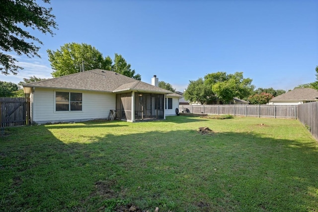 101 Desert Highlands Trl, Round Rock, TX 78665 - rear view of house featuring a chimney, a fenced backyard, and a sunroom