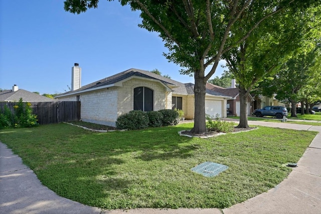 101 Desert Highlands Trl, Round Rock, TX 78665 - view of front of home featuring a garage, concrete driveway, stone siding, and a chimney