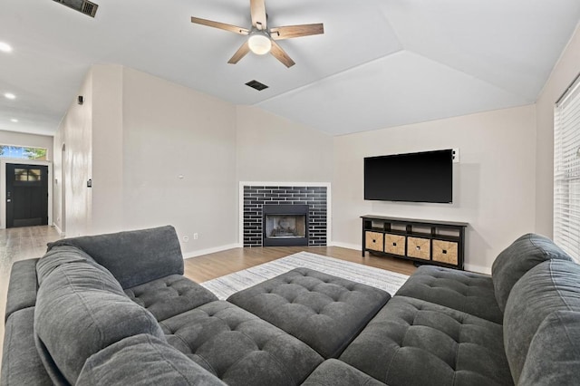 101 Desert Highlands Trl, Round Rock, TX 78665 - living area with wood finished floors, recessed lighting, a ceiling fan, plenty of natural light, and lofted ceiling