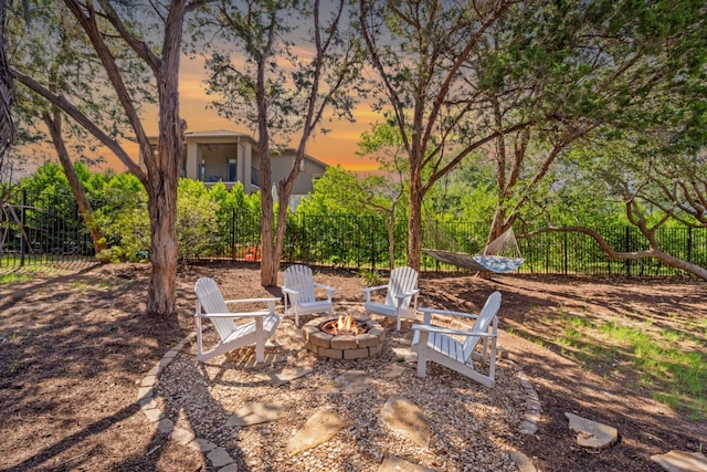 108 Kildrummy Ln, Lakeway, TX 78738 - yard at dusk featuring a fire pit