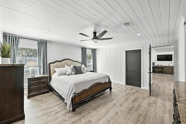 11803 Jess Dr, Austin, TX 78737 - bedroom featuring light wood finished floors, ceiling fan, and wooden ceiling