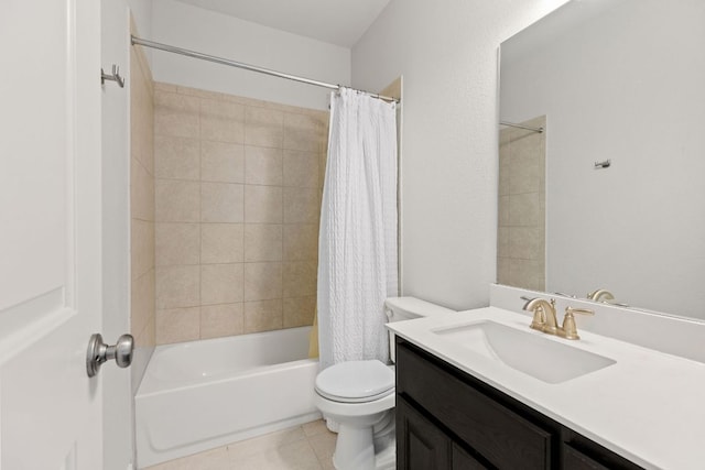 2977 Diego Dr, Round Rock, TX 78665 - full bath with vanity, shower / bathtub combination with curtain, and tile patterned floors
