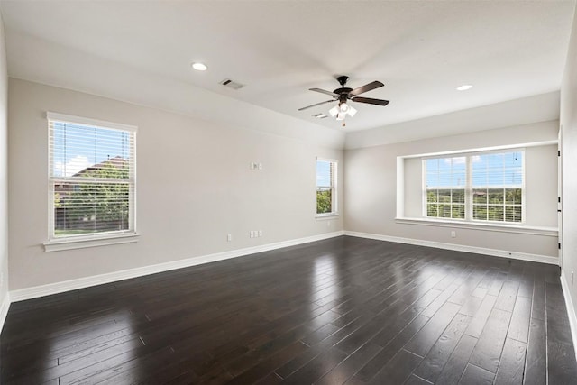 201 Montalcino Blvd, Austin, TX 78734 - spare room featuring ceiling fan, dark wood-style flooring, and recessed lighting