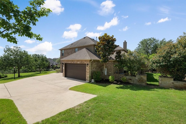 201 Montalcino Blvd, Austin, TX 78734 - view of front facade with concrete driveway, brick siding, and an attached garage