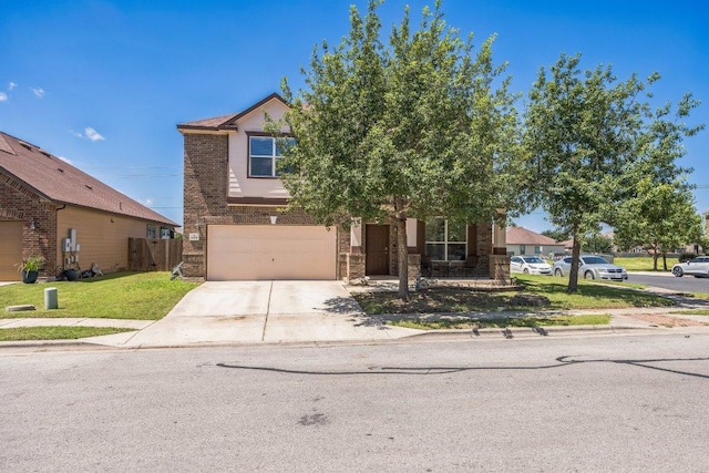 6401 Quinton Dr, Austin, TX 78747 - view of property hidden behind natural elements with driveway, a garage, and brick siding