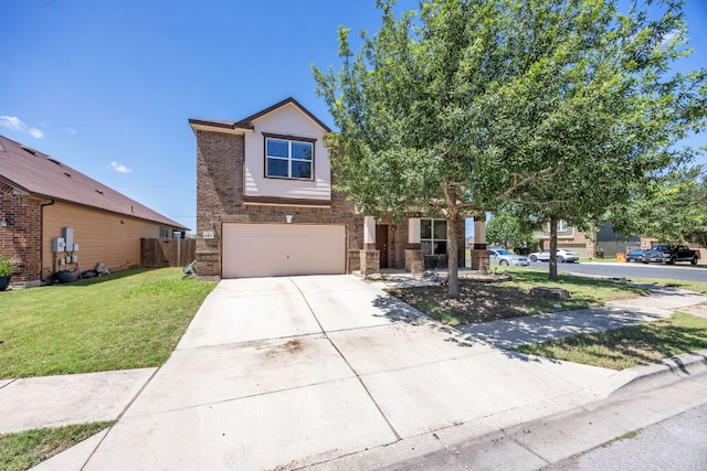 6401 Quinton Dr, Austin, TX 78747 - view of front facade featuring an attached garage, concrete driveway, and brick siding
