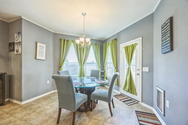 6401 Quinton Dr, Austin, TX 78747 - dining room with a chandelier and crown molding