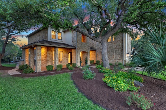14417 Heron Bay Cv, Bee Cave, TX 78738 - view of front of house featuring stone siding and a yard