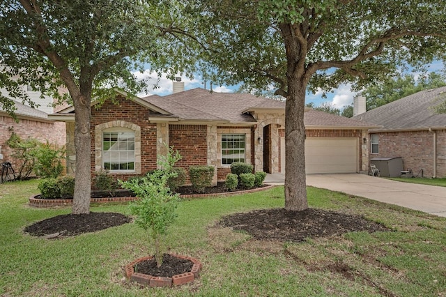 202 Muscovy Ln, Cedar Park, TX 78613 - ranch-style home featuring a chimney, an attached garage, and brick siding
