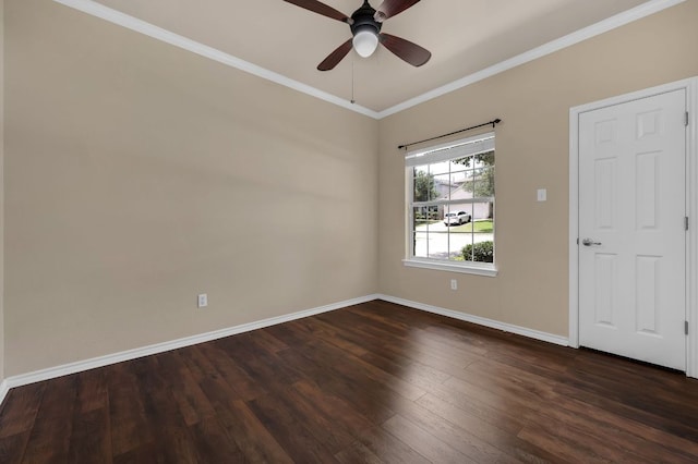 202 Muscovy Ln, Cedar Park, TX 78613 - unfurnished room featuring a ceiling fan, dark wood-style floors, and crown molding