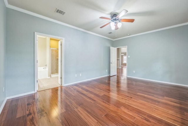 202 Muscovy Ln, Cedar Park, TX 78613 - spare room with a ceiling fan, ornamental molding, and wood finished floors
