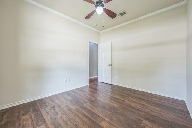 202 Muscovy Ln, Cedar Park, TX 78613 - unfurnished room featuring a ceiling fan, ornamental molding, and dark wood-style flooring