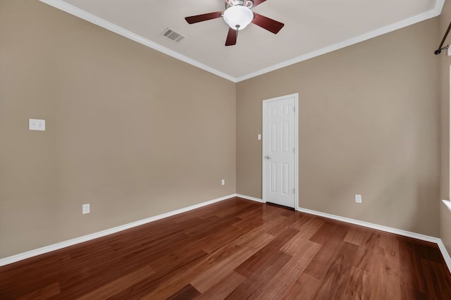 202 Muscovy Ln, Cedar Park, TX 78613 - empty room with ceiling fan, wood finished floors, and ornamental molding
