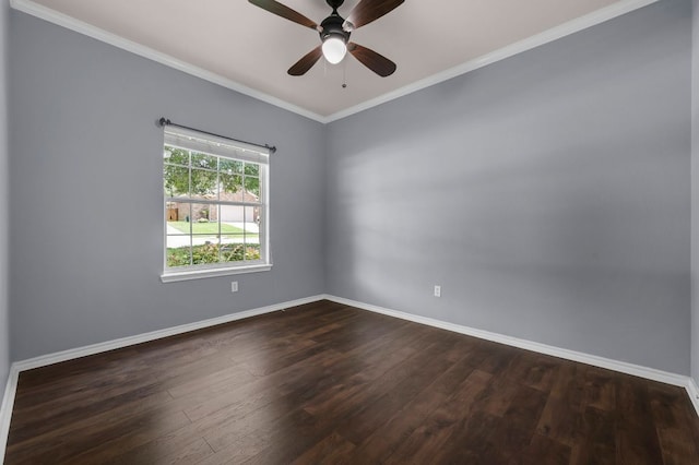 202 Muscovy Ln, Cedar Park, TX 78613 - empty room featuring dark wood-type flooring, crown molding, and ceiling fan