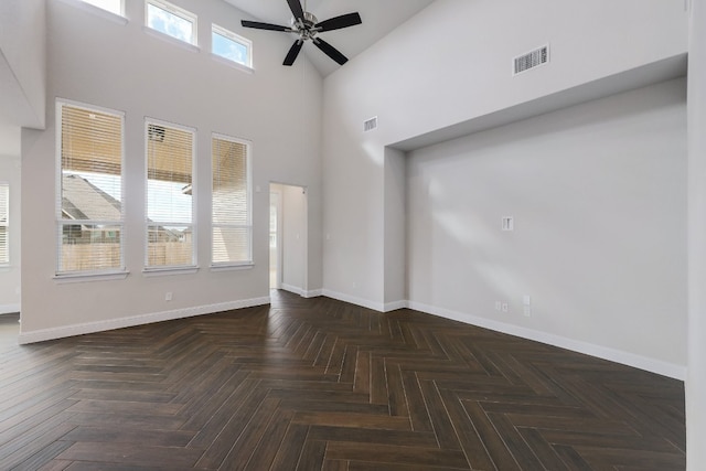 2321 Clear Pond Vw, Leander, TX 78641 - empty room featuring a ceiling fan and high vaulted ceiling