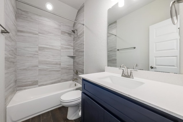 2321 Clear Pond Vw, Leander, TX 78641 - bathroom featuring wood finish floors, vanity, and shower / tub combination