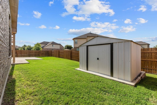 2707 Saint Paul Rivera Ln, Round Rock, TX 78665 - fenced backyard with a storage unit and a patio