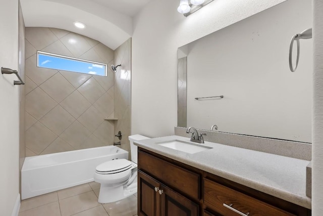 14016 Tyburn Trl, Austin, TX 78717 - bathroom with tile patterned floors, vanity, and bathtub / shower combination