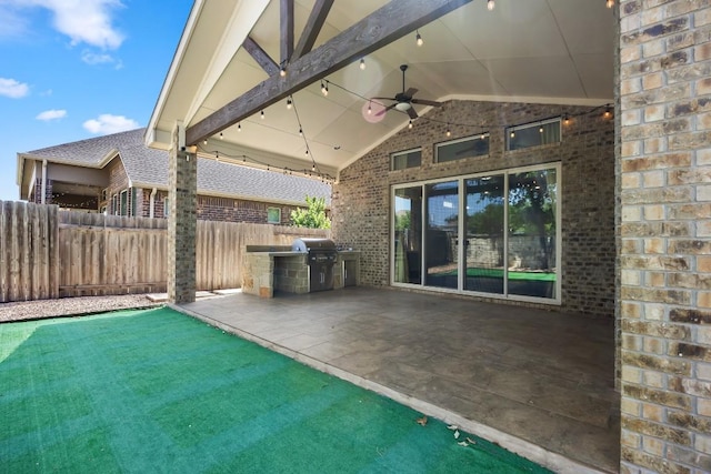 14016 Tyburn Trl, Austin, TX 78717 - view of patio with ceiling fan and grilling area