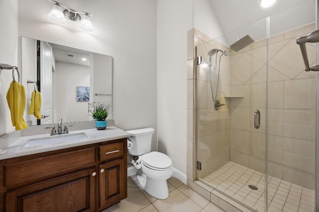 14016 Tyburn Trl, Austin, TX 78717 - bathroom featuring vanity, a stall shower, and tile patterned floors