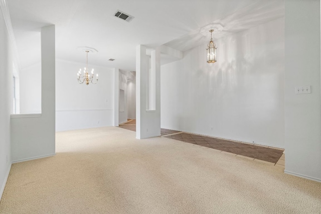 4917 Flaming Oak Cv, Austin, TX 78749 - carpeted empty room featuring a chandelier and baseboards