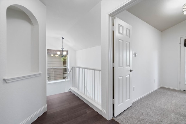 1102 Peyton Pl, Cedar Park, TX 78613 - hallway with lofted ceiling and a chandelier