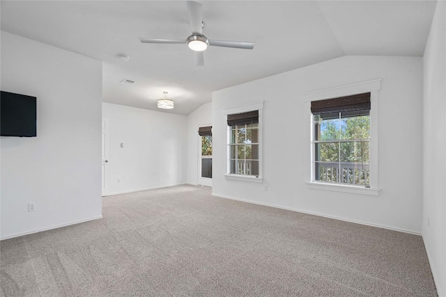 1102 Peyton Pl, Cedar Park, TX 78613 - carpeted spare room featuring vaulted ceiling, a ceiling fan, and a smoke detector