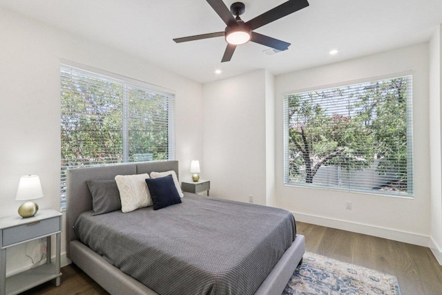 5700 Louise Ln, Austin, TX 78757 - bedroom with wood finished floors, recessed lighting, and a ceiling fan