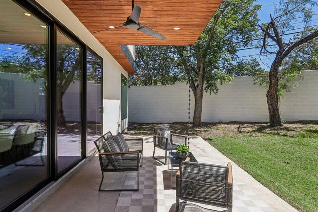 5700 Louise Ln, Austin, TX 78757 - view of patio / terrace featuring a ceiling fan and an outdoor hangout area