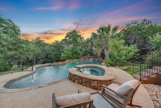 17120 Northlake Hills Dr, Jonestown, TX 78645 - view of swimming pool featuring an in-ground hot tub, stairs, and a patio