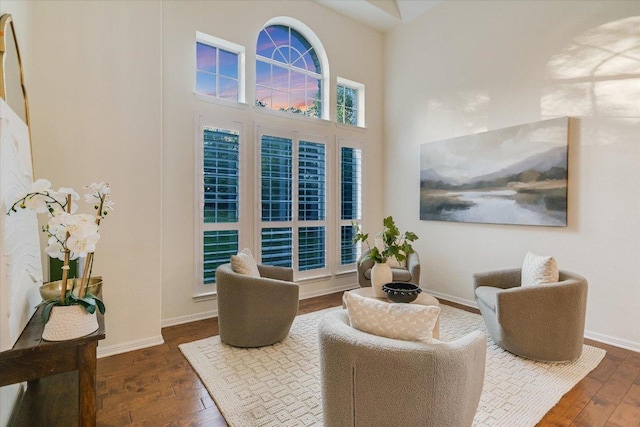 17120 Northlake Hills Dr, Jonestown, TX 78645 - living area with wood-type flooring and a towering ceiling