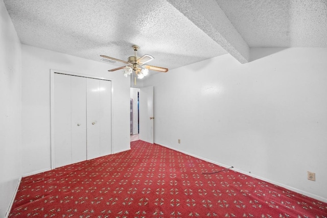 4705 Enchanted Ln, Austin, TX 78745 - unfurnished bedroom with carpet, a textured ceiling, a closet, and ceiling fan