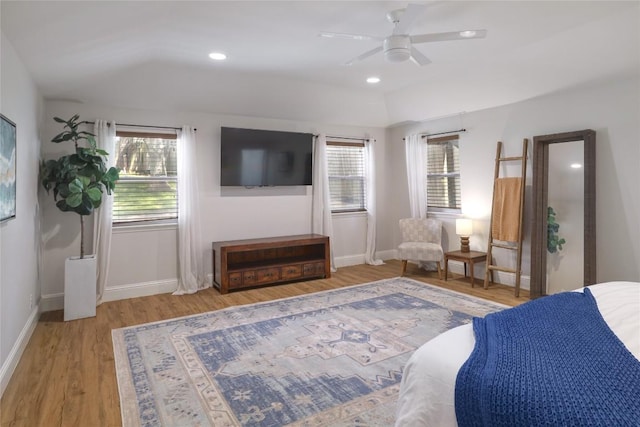 2119 Rabb Rd, Austin, TX 78704 - bedroom featuring wood finished floors, a ceiling fan, and recessed lighting