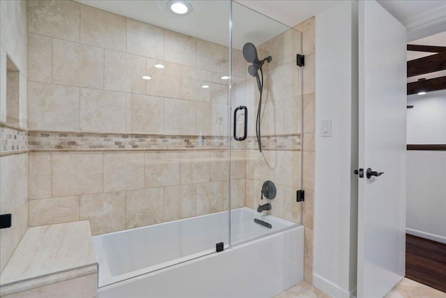 110 W Eagle Dr, The Hills, TX 78738 - bathroom featuring enclosed tub / shower combo and recessed lighting