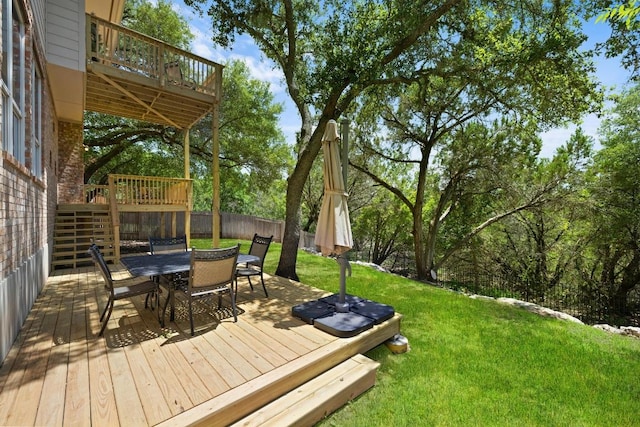 2743 Grimes Ranch Rd, Austin, TX 78732 - deck featuring outdoor dining area and stairs