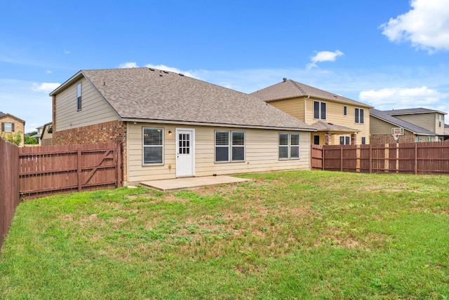 1305 Cozy Creek Dr, Temple, TX 76502 - back of property with a fenced backyard, a patio area, and roof with shingles