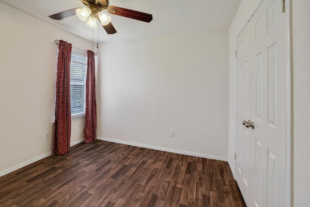 17729 Cahir Glen Cv, Pflugerville, TX 78660 - spare room with dark wood-type flooring and a ceiling fan