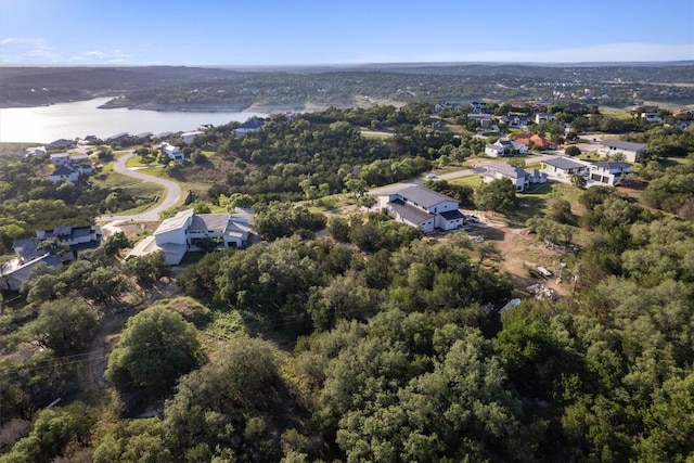 18509 Sugar Maple Dr, Lago Vista, TX 78645 - aerial overview of property's location with a nearby body of water and a forest