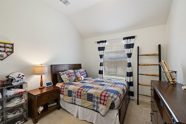 22300 Chipotle Pass, Spicewood, TX 78669 - bedroom featuring light colored carpet and lofted ceiling